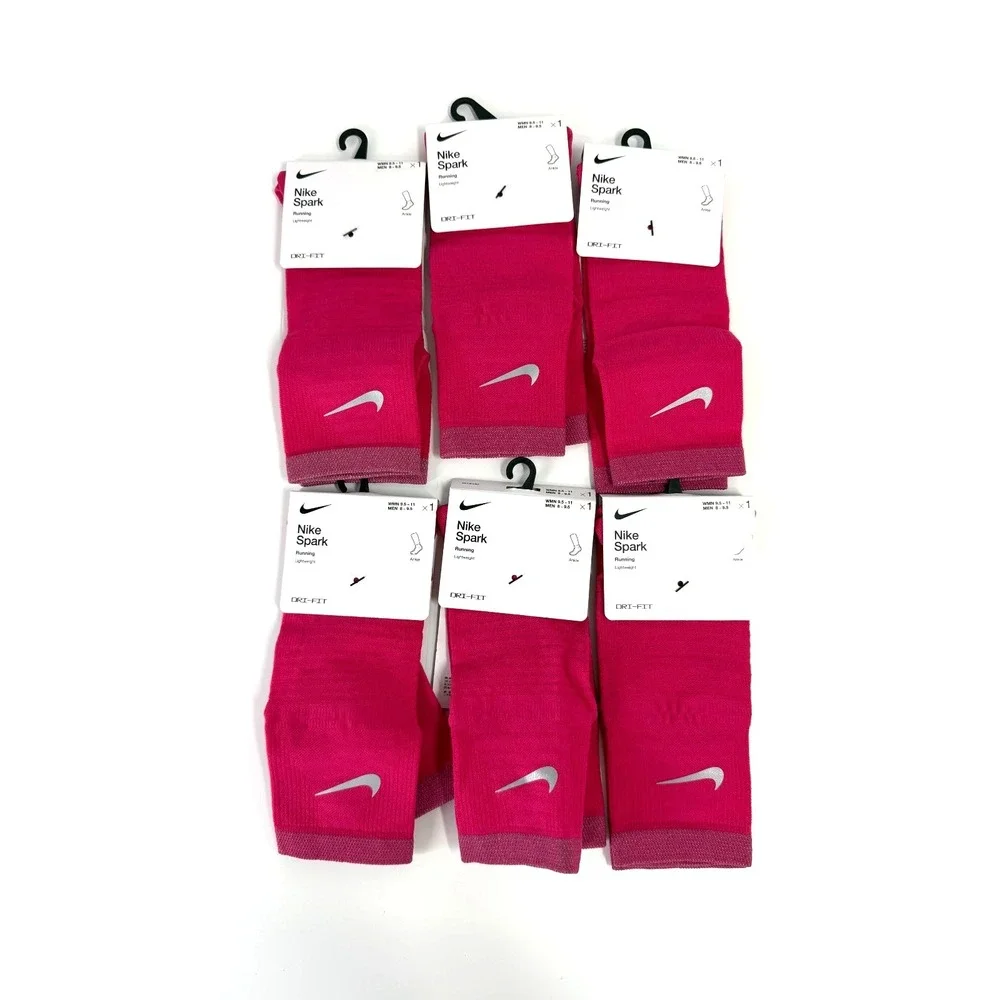 6 Pairs Nike Spark Ankle Lightweight Running Socks Pink Mens‎ 8-9.5 DA3588-667